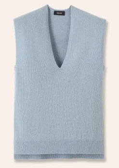 Discount ME+EM Merino Cashmere Relaxed V-Neck Vest Chambray Blue