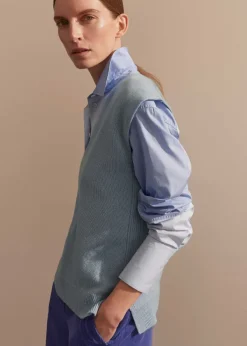Discount ME+EM Merino Cashmere Relaxed V-Neck Vest Chambray Blue