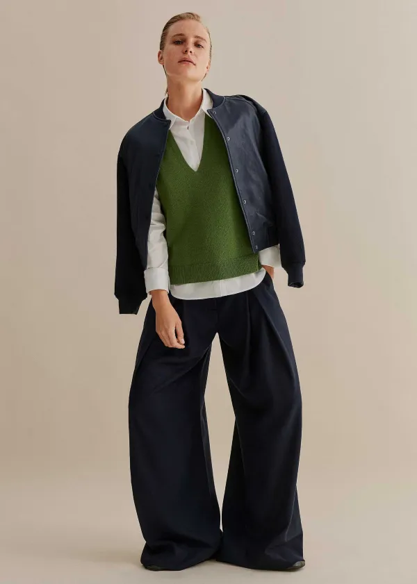 Hot ME+EM Merino Cashmere Relaxed V Neck Vest Green