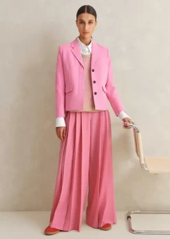 Hot ME+EM Merino Cashmere Silk Lace Stitch Vest + Snood Oatmeal M Lange/Perfect Pink