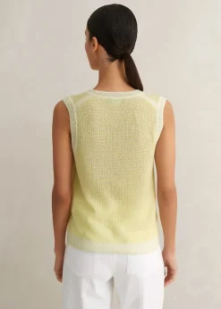 Online ME+EM Merino Cashmere Silk Lace Stitch Vest Dusty Citron/Soft White