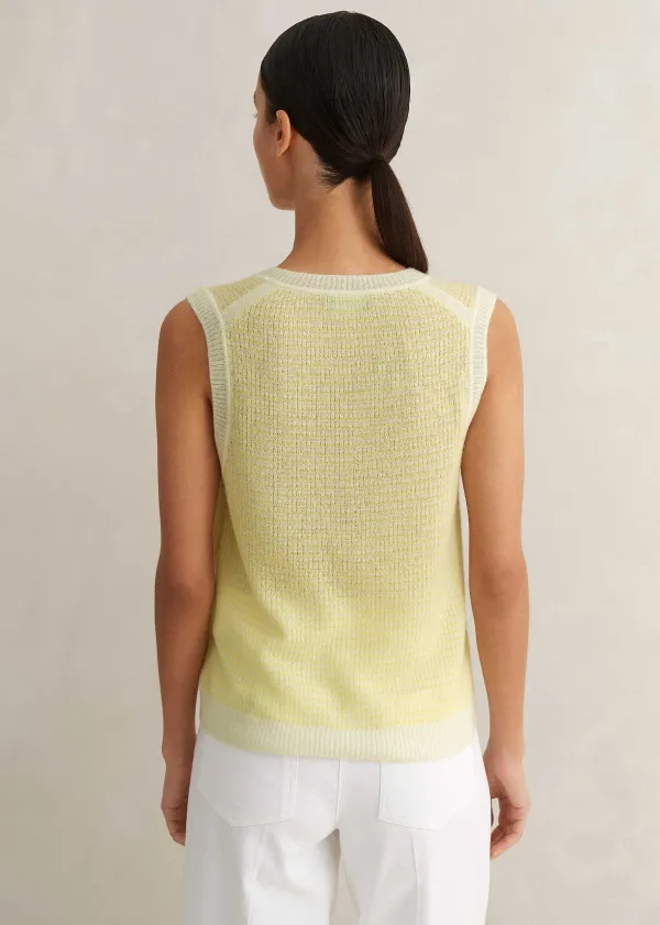 Online ME+EM Merino Cashmere Silk Lace Stitch Vest Dusty Citron/Soft White