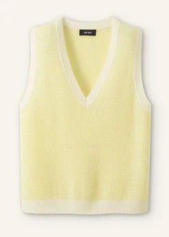 Online ME+EM Merino Cashmere Silk Lace Stitch Vest Dusty Citron/Soft White