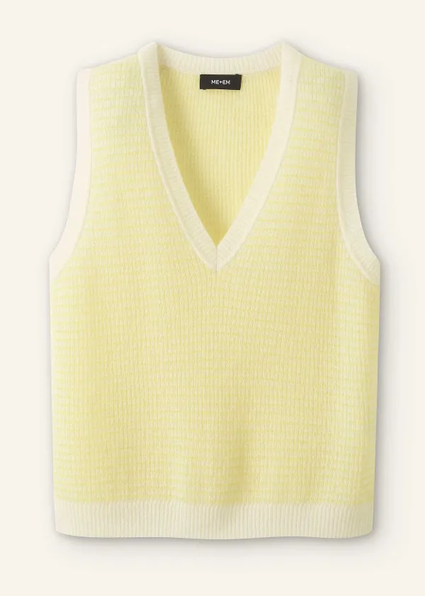Online ME+EM Merino Cashmere Silk Lace Stitch Vest Dusty Citron/Soft White