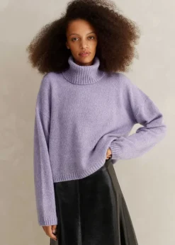 Best ME+EM Merino Cashmere Silk Relaxed Jumper + Snood Lilac Moulin