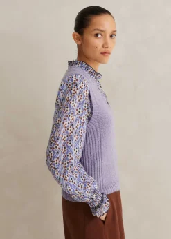 Sale ME+EM Merino Cashmere Silk Scoop Neck Vest Lilac Moulin