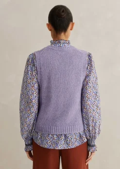 Sale ME+EM Merino Cashmere Silk Scoop Neck Vest Lilac Moulin