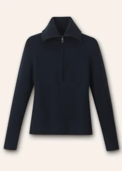 Sale ME+EM Merino Stretch Half Zip Jumper Navy