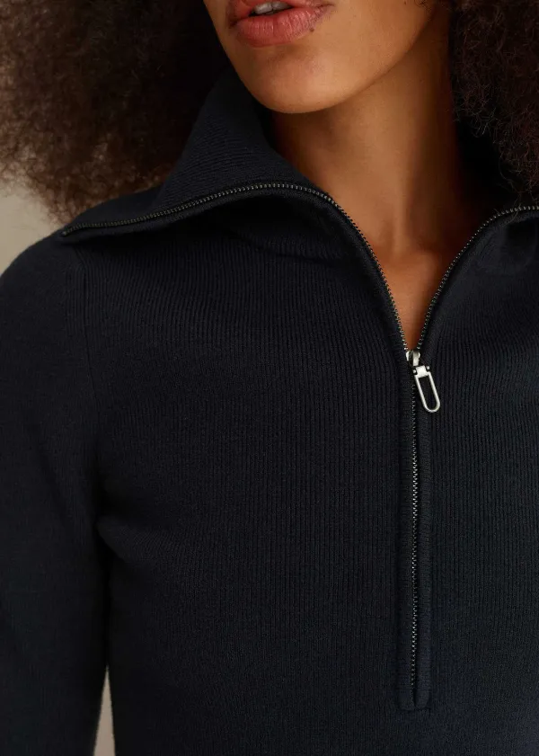 Sale ME+EM Merino Stretch Half Zip Jumper Navy