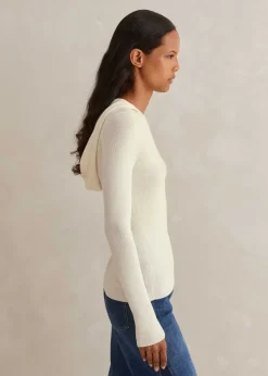 Online ME+EM Merino Stretch Rib Layering Hoody Soft White