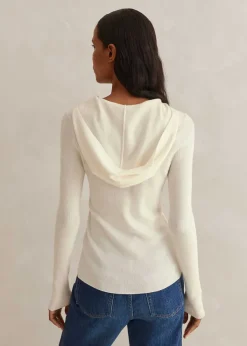 Online ME+EM Merino Stretch Rib Layering Hoody Soft White