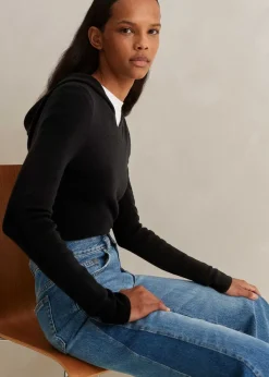 New ME+EM Merino Stretch Rib Layering Hoody Black