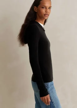 New ME+EM Merino Stretch Rib Layering Hoody Black