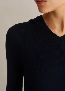 New ME+EM Merino Stretch Rib Layering Hoody Navy