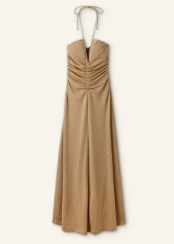 Hot ME+EM Metallic Halterneck Maxi Dress Gold