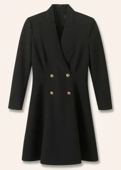 Hot ME+EM Military Button Fit And Flare Mini Dress Black