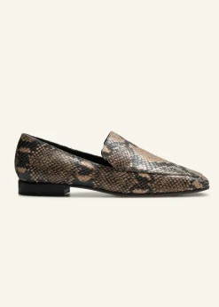 Discount ME+EM Modern Snake-Embossed Loafer Tan