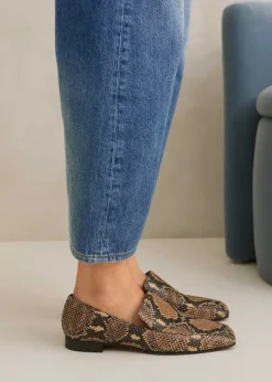 Discount ME+EM Modern Snake-Embossed Loafer Tan