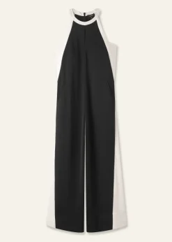 Sale ME+EM Monochrome Halterneck Jumpsuit + Belt Black/Cream