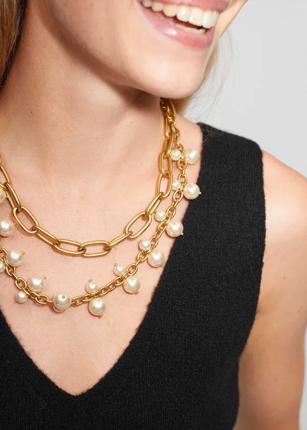 Outlet ME+EM Multi Chain + Pearl Necklace Gold/Pearl