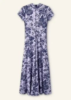 Sale ME+EM Mystic Floral Print Cap Sleeve Maxi Dress Purple/Navy