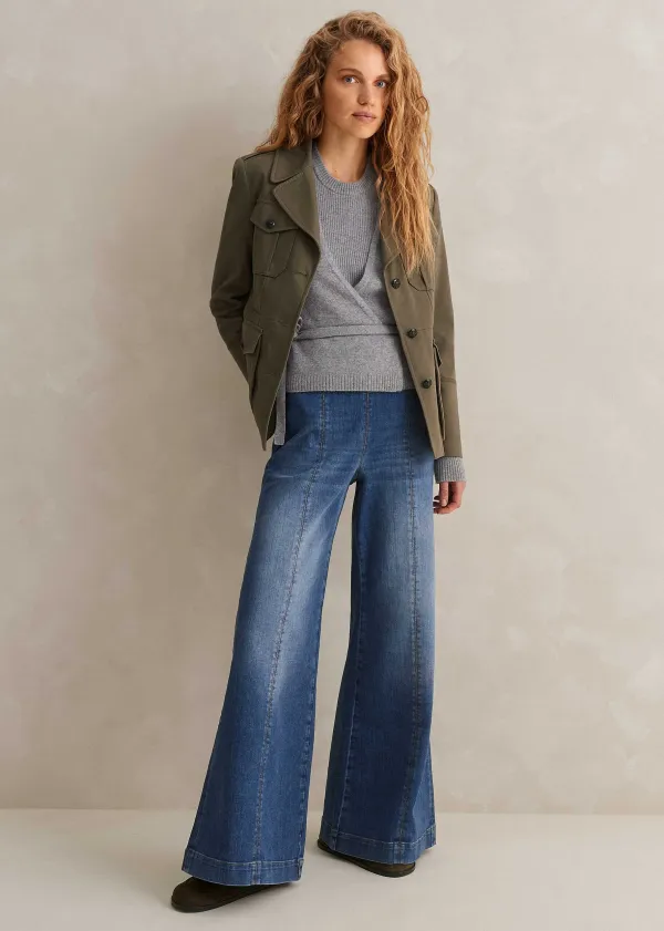 Sale ME+EM Palazzo Travel Jean Mid Blue Wash