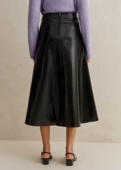 Discount ME+EM Patent Faux-Leather Midi Skirt Black