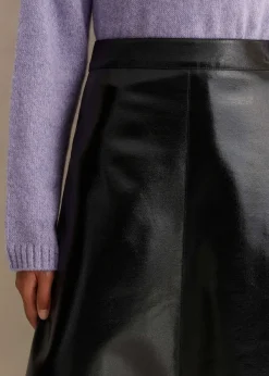 Discount ME+EM Patent Faux-Leather Midi Skirt Black
