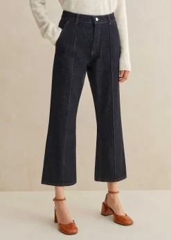 Sale ME+EM Pin Tuck Kick Flare Crop Jean Dark Rinse