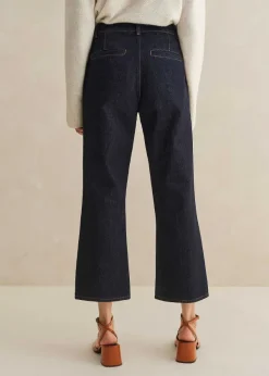 Sale ME+EM Pin Tuck Kick Flare Crop Jean Dark Rinse