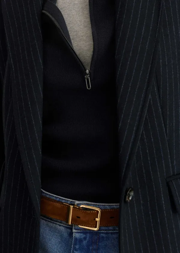 Hot ME+EM Pinstripe Bracelet Sleeve Boyfriend Blazer Navy/Charcoal
