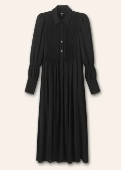 Online ME+EM Pleated Midi Shirt Dress + Belt Black