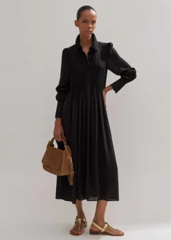 Online ME+EM Pleated Midi Shirt Dress + Belt Black