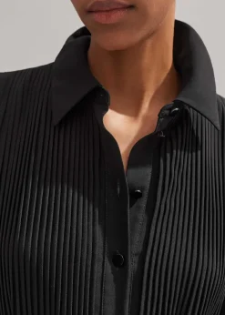 Online ME+EM Pleated Midi Shirt Dress + Belt Black