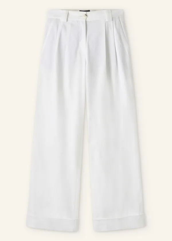 New ME+EM Pleated Straight-Leg Trainer-Grazer Trouser Fresh White