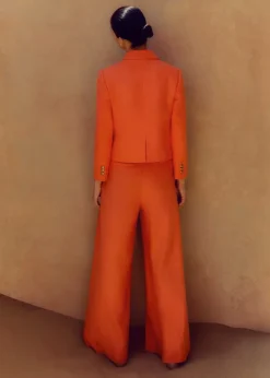 Online ME+EM Pleated Ultra Wide-Leg Trouser + Jacket Suit Orange