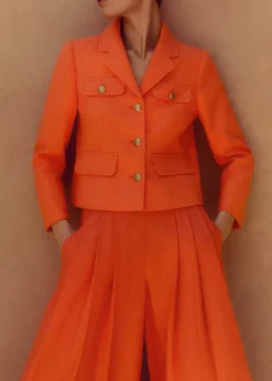 Online ME+EM Pleated Ultra Wide-Leg Trouser + Jacket Suit Orange