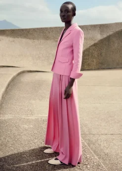 Online ME+EM Pleated Ultra Wide-Leg Trouser + Contour Jacket Suit Pink