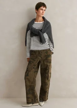 Best ME+EM Pocket Detail Boxy Long Sleeve Stripe Top Black/Soft White
