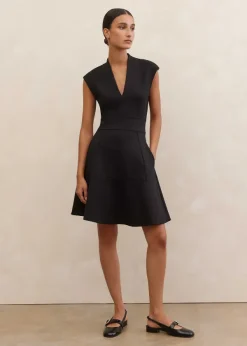 Best ME+EM Ponte Cap Sleeve Fit And Flare Dress Black