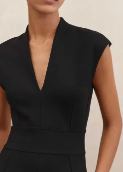 Best ME+EM Ponte Cap Sleeve Fit And Flare Dress Black