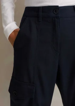 Hot ME+EM Regular Length Cotton Flared Cargo Trouser Navy