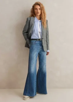 Hot ME+EM Regular Length Split Seam Flare Jean Blue