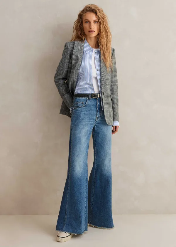Hot ME+EM Regular Length Split Seam Flare Jean Blue