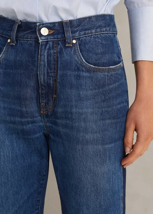 Outlet ME+EM Regular Length Split Seam Flare Jean Dark Multi Blue