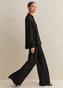 Clearance ME+EM Regular-Length Travel Tailoring Wide-Leg Palazzo Co-Ord Black