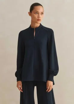 Outlet ME+EM Regular-Length Travel Tailoring Wide-Leg Palazzo Co-Ord Blue