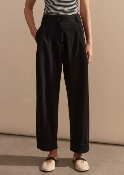 Clearance ME+EM Relaxed Tapered Turn-Up Trouser Black