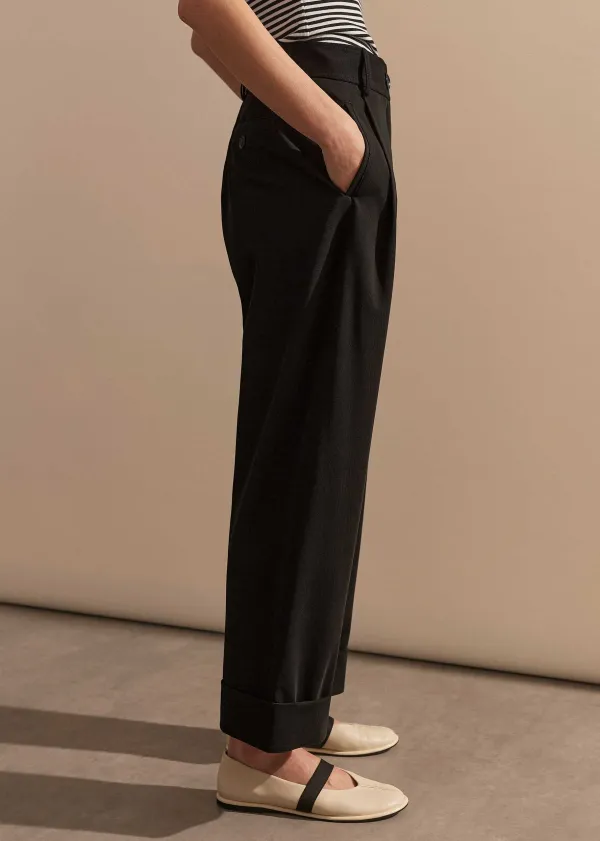 Clearance ME+EM Relaxed Tapered Turn-Up Trouser Black