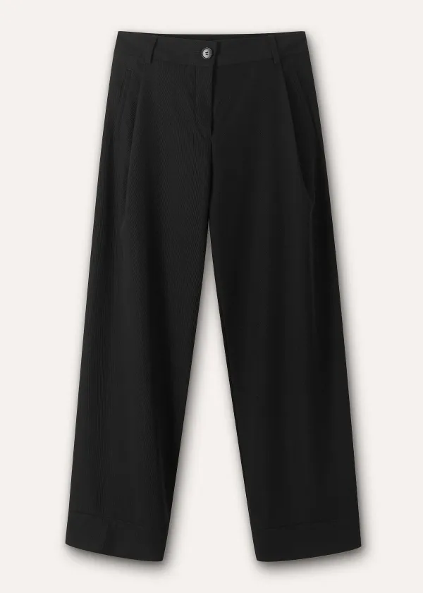 Clearance ME+EM Relaxed Tapered Turn-Up Trouser Black